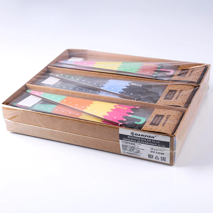 Линейка 12см деревянная "Зонтик" ассорти Линейка 12см деревянная "Зонтик" ассорти