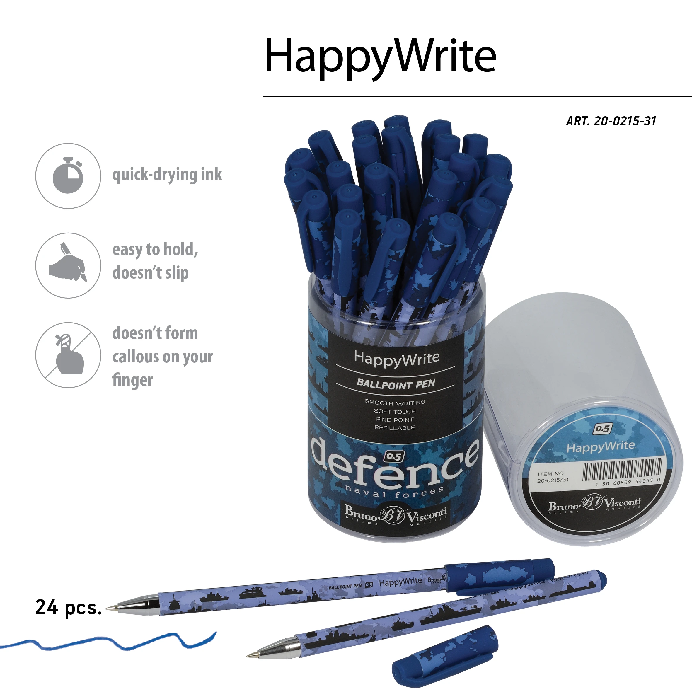 РУЧКА "HappyWrite. Военный паттерн. Корабли" 0.5 ММ, СИНЯЯ РУЧКА "HappyWrite. Военный паттерн. Корабли" 0.5 ММ, СИНЯЯ