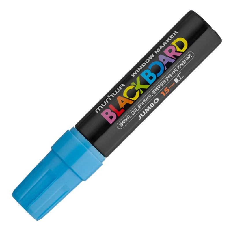 Маркер меловой MunHwa Black Board Jumbo 15мм голубой, водная основа JBM15-02