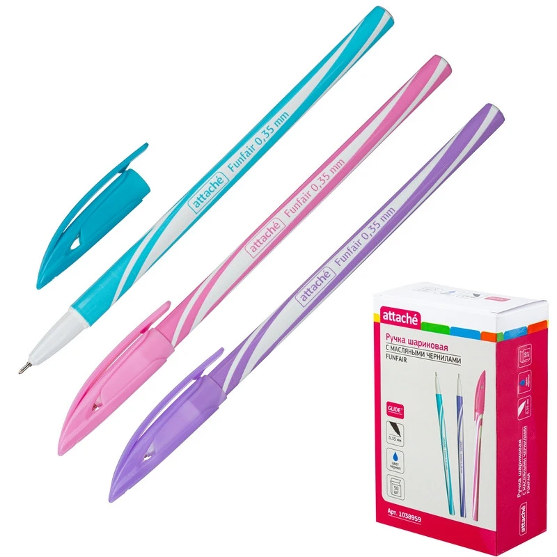 Ручка шариковая Attache Funfair, синий ст. корп.ассорти