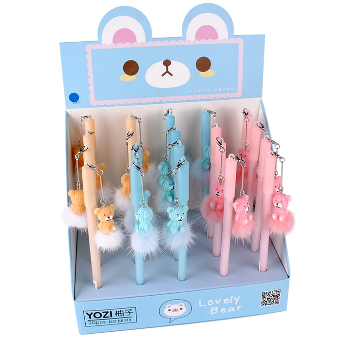 Ручка гелевая синяя "Darvish" с брелоком "Мишка" или