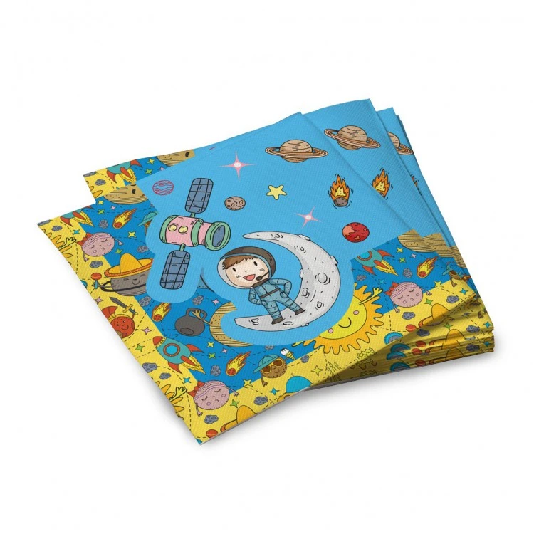 Салфетки бумажные трехслойные Космонавты 33*33 см, 20 штук