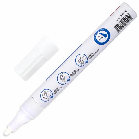 Маркер-краска лаковый EXTRA (paint marker) 4 мм, БЕЛЫЙ, УЛУЧШЕННАЯ НИТРО-ОСНОВА,