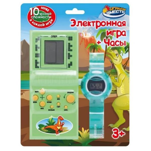 Электронная логическая игра часы динозаврики, блист.14,5*19,2*3см. ИГРАЕМ ВМЕСТЕ Электронная логическая игра часы динозаврики, блист.14,5*19,2*3см. ИГРАЕМ ВМЕСТЕ