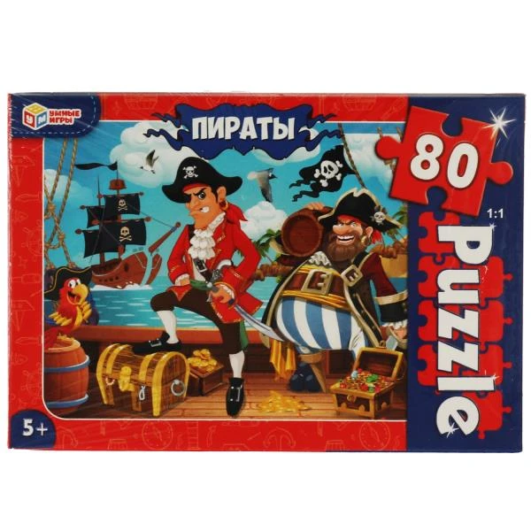 Пираты. Пазл классический в коробке. 80 деталей. Умные игры
