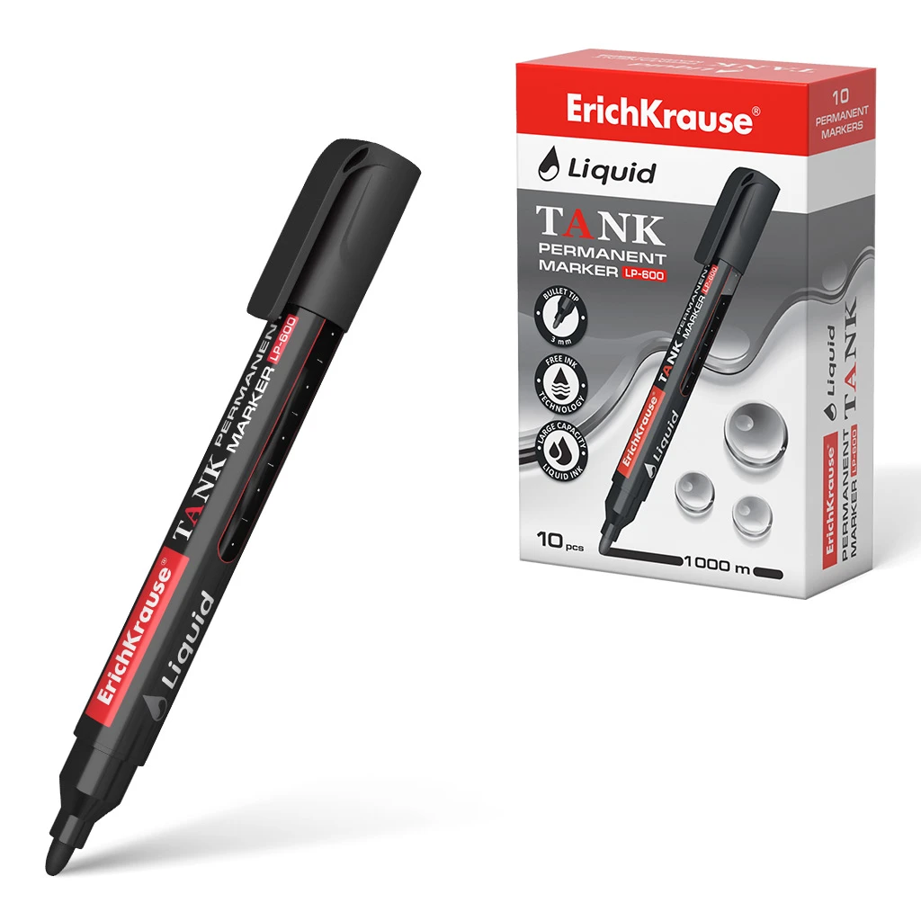 Перманентный маркер с жидкими чернилами Erich Krause Tank LP-600, цвет чернил Перманентный маркер с жидкими чернилами Erich Krause Tank LP-600, цвет чернил