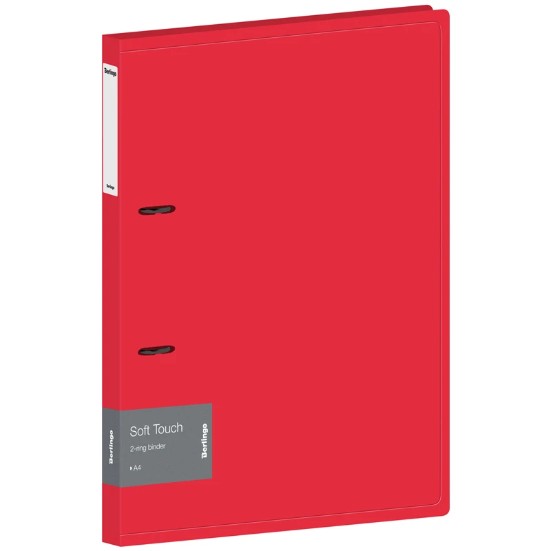 Папка на 2 кольцах Berlingo "Soft Touch", 24мм, 700мкм, красная,