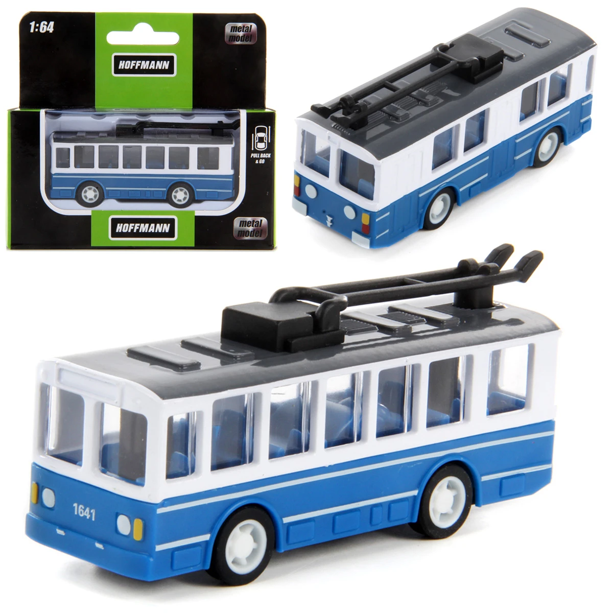 Троллейбус металлический 1:64, инерционный Троллейбус металлический 1:64, инерционный