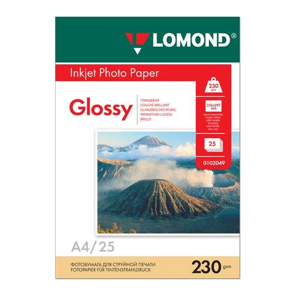 Фотобумага LOMOND 25 л. 230 г/м2 А4 глянц. ящерица: 0102049 штр.: 4607003956196