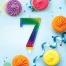 Свеча-цифра для торта "7" "Радужная", 9 см, ЗОЛОТАЯ СКАЗКА,