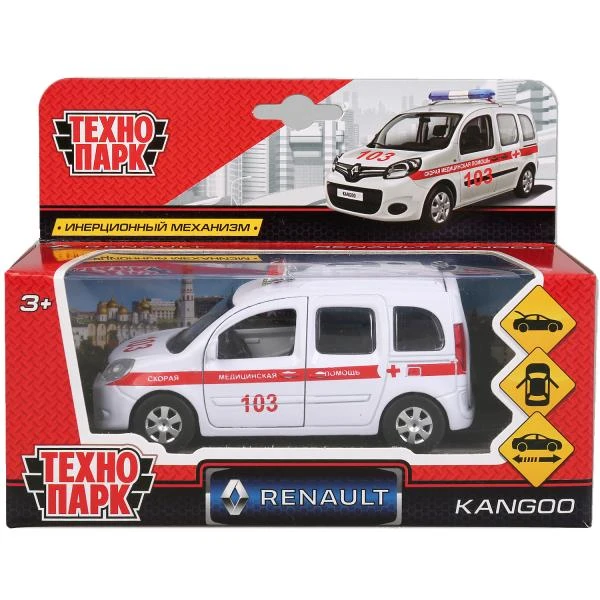Машина металл RENAULT KANGOO СКОРАЯ 12 см, двер, баг, инер, Технопарк