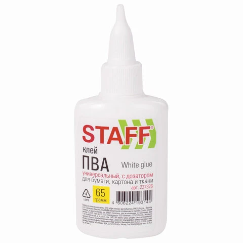 Клей ПВА с дозатором, 65 г, STAFF, 227376 Клей ПВА с дозатором, 65 г, STAFF, 227376