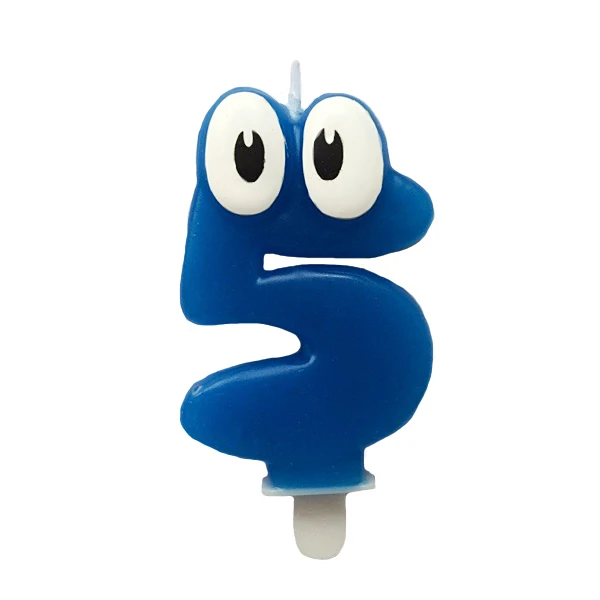 Свеча Цифра 5 Синяя С глазками 6,5см Свеча Цифра 5 Синяя С глазками 6,5см