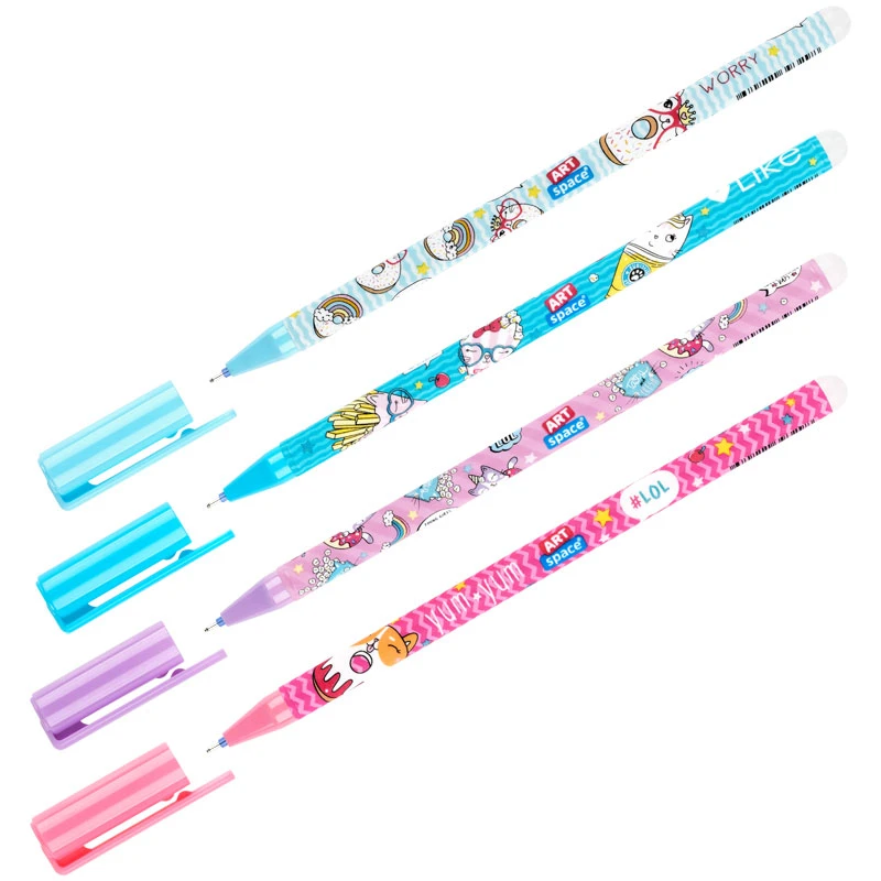 Ручка гелевая стираемая ArtSpace "Кот-сластена" синяя, 0,38мм, корпус