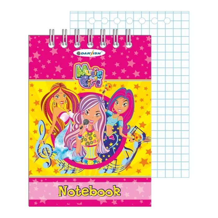 Блокнот 7*10см 60л "Музыкальные девочки" на гребне плотность 55гр/м2