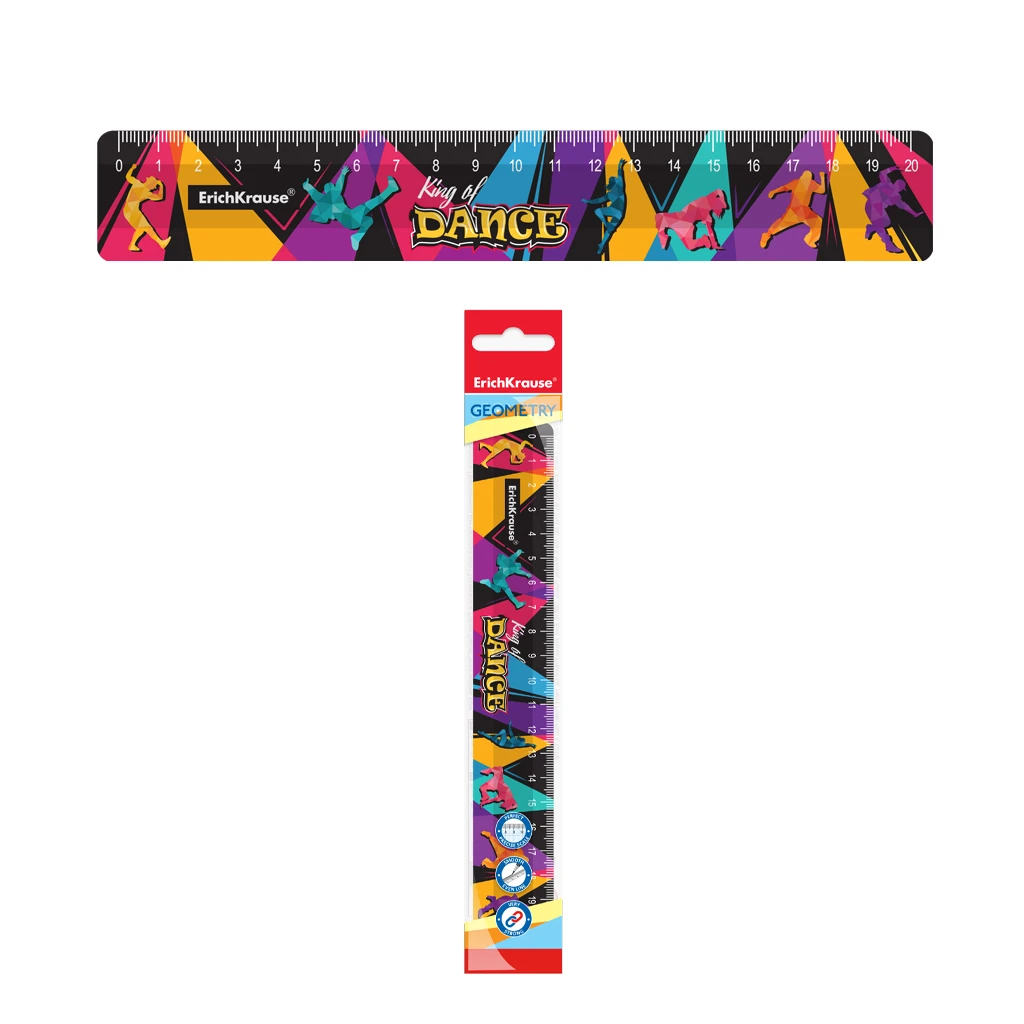 Линейка пластиковая ErichKrause® King of Dance, 20см, во флоупаке
