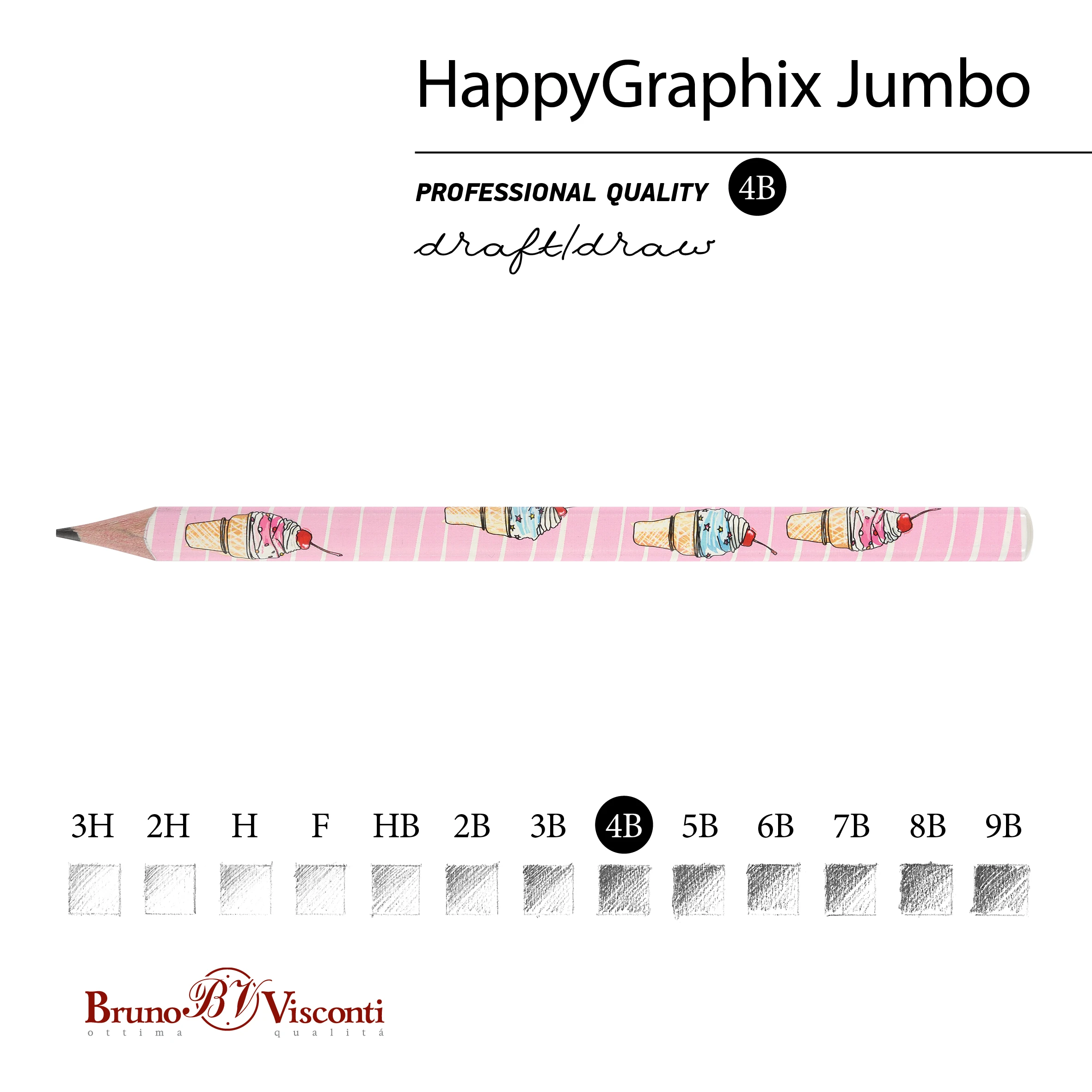 КАРАНДАШ ЧЕРНОГРАФИТОВЫЙ "HappyGraphix Jumbo. Мороженое. Сахарный КАРАНДАШ ЧЕРНОГРАФИТОВЫЙ "HappyGraphix Jumbo. Мороженое. Сахарный