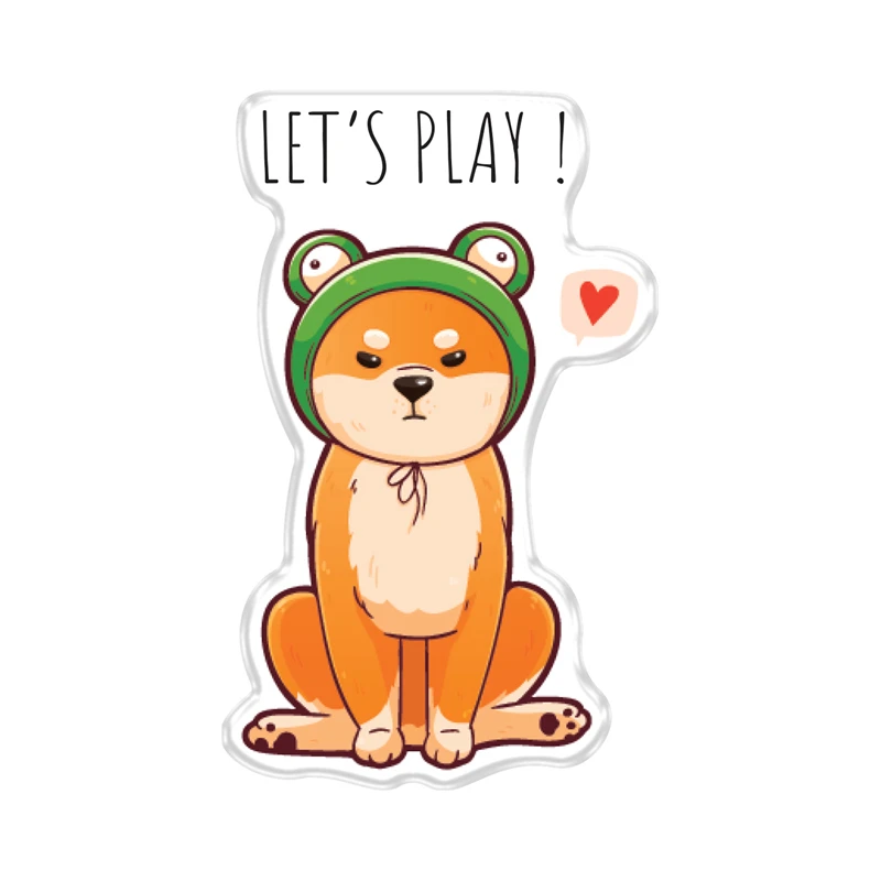 Значок акриловый MESHU "Cute dog", прямая УФ-печать, 2,0*3,5см