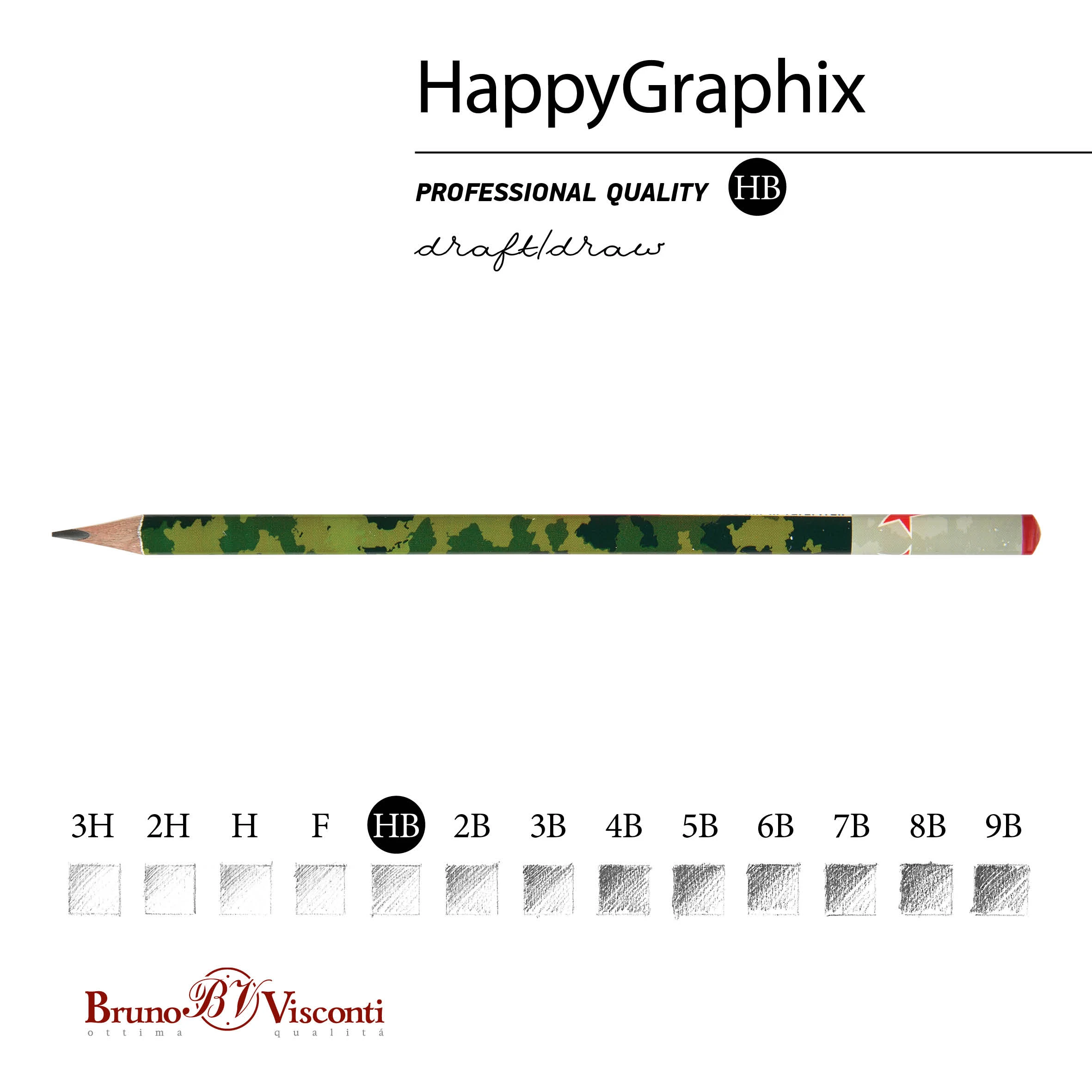 КАРАНДАШ ЧЕРНОГРАФИТОВЫЙ "HappyGraphix" МИЛИТАРИ НВ КАРАНДАШ ЧЕРНОГРАФИТОВЫЙ "HappyGraphix" МИЛИТАРИ НВ