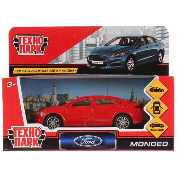 Машина металл FORD MONDEO длина 12 см, двери, багаж, инерц, красный, Технопарк