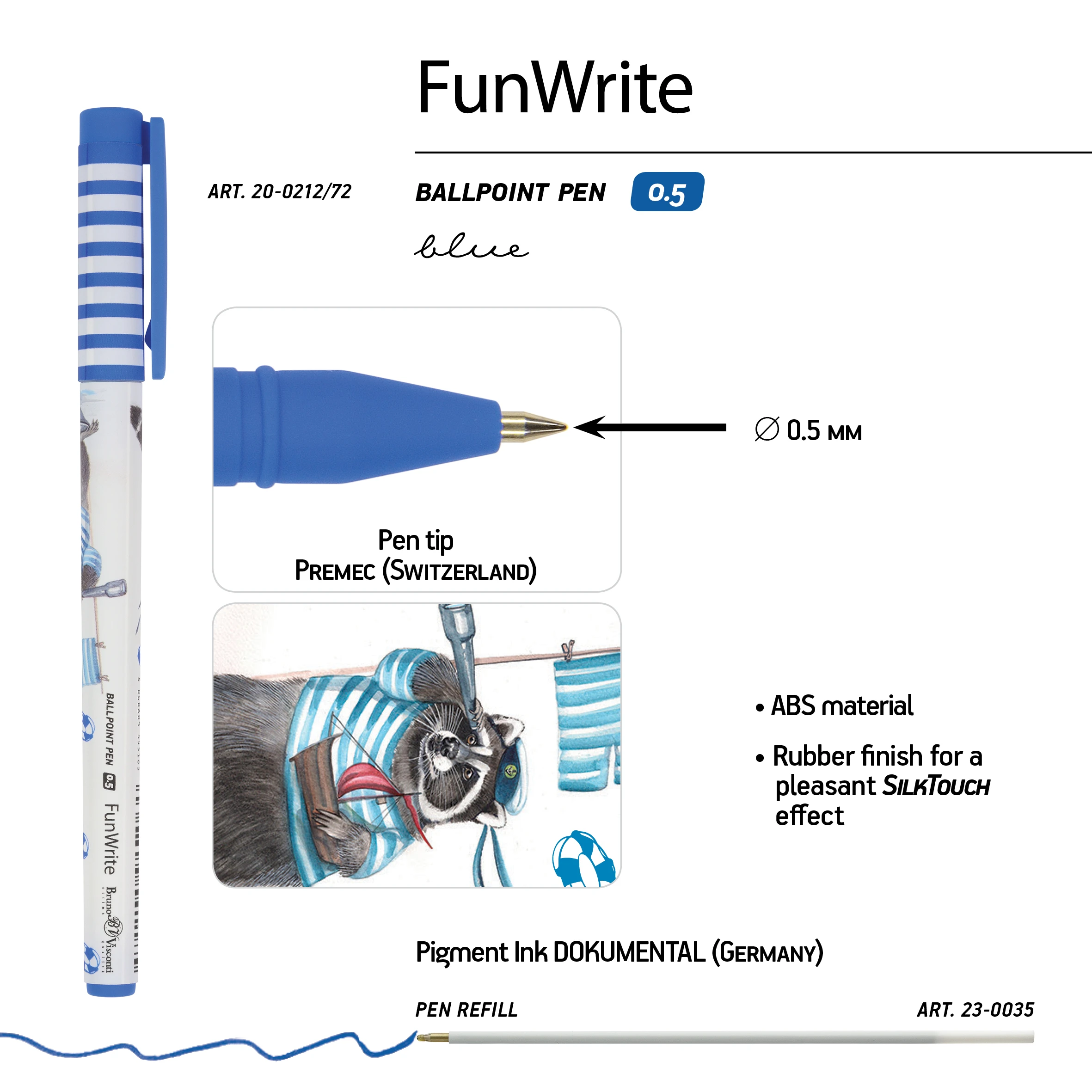 РУЧКА "FunWrite. Енот-морячок" ШАРИКОВАЯ, 0.5 ММ, СИНЯЯ РУЧКА "FunWrite. Енот-морячок" ШАРИКОВАЯ, 0.5 ММ, СИНЯЯ
