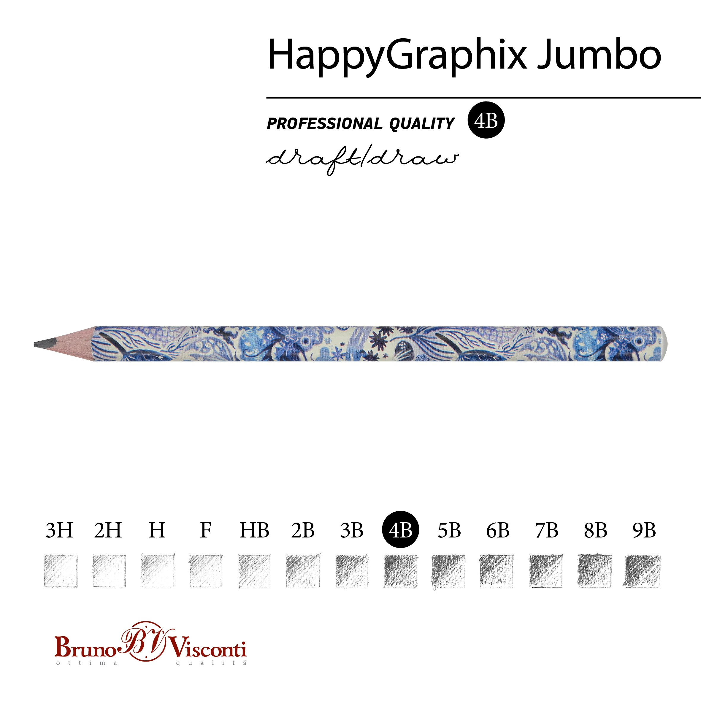 КАРАНДАШ ЧЕРНОГРАФИТОВЫЙ "HappyGraphix Jumbo. Сказочный мотив" 4В, 3.5 КАРАНДАШ ЧЕРНОГРАФИТОВЫЙ "HappyGraphix Jumbo. Сказочный мотив" 4В, 3.5