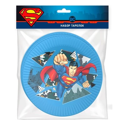Superman. Набор бумажных тарелок-1, 6 шт d=180 мм