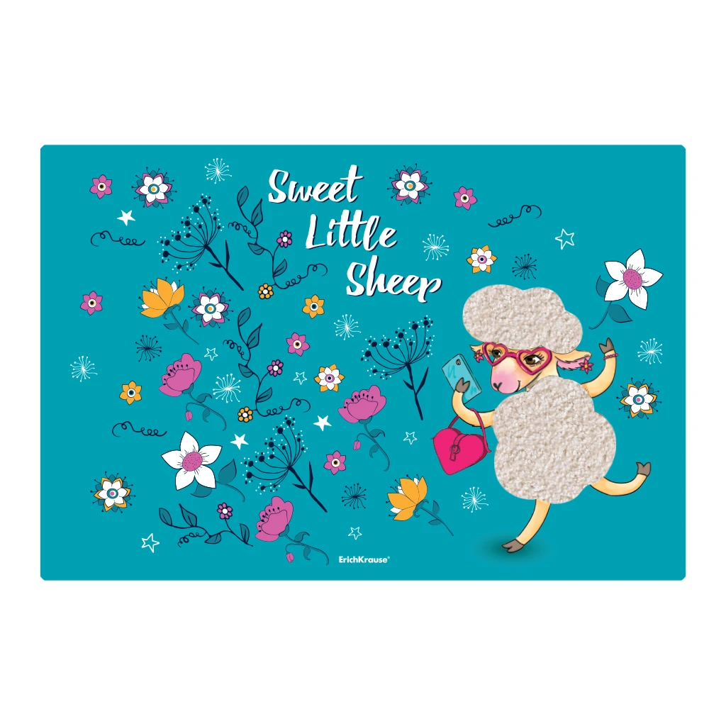 Подкладка настольная пластиковая ErichKrause® Flower Sheep, А3 (в пакете по 12