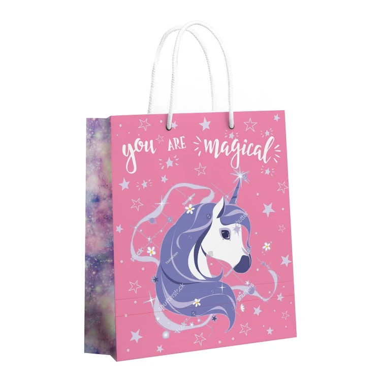 Пакет подарочный большой Единорог (розовый) 335*406*155 мм