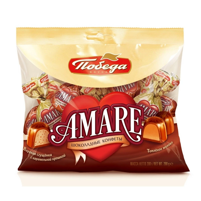 Конфеты Победа Вкуса два вида шок.конфет с начинкой Amare, 200г Конфеты Победа Вкуса два вида шок.конфет с начинкой Amare, 200г