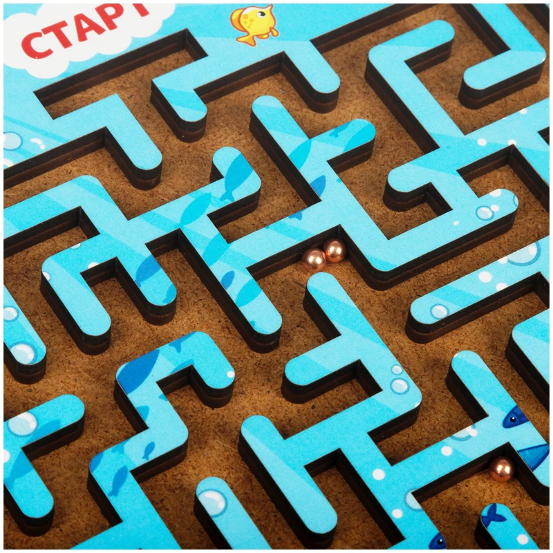Настольная игра ТРИ СОВЫ Лабиринт большой с шариками "Океан", дерево