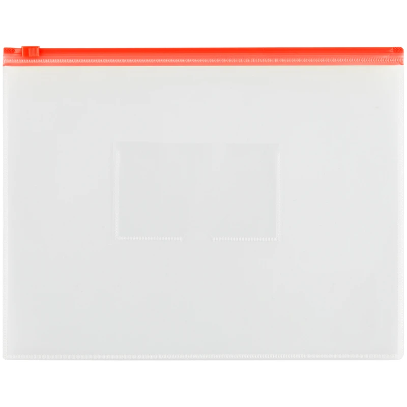 Папка-конверт на молнии OfficeSpace A5, прозрачная, 150мкм, молния красная