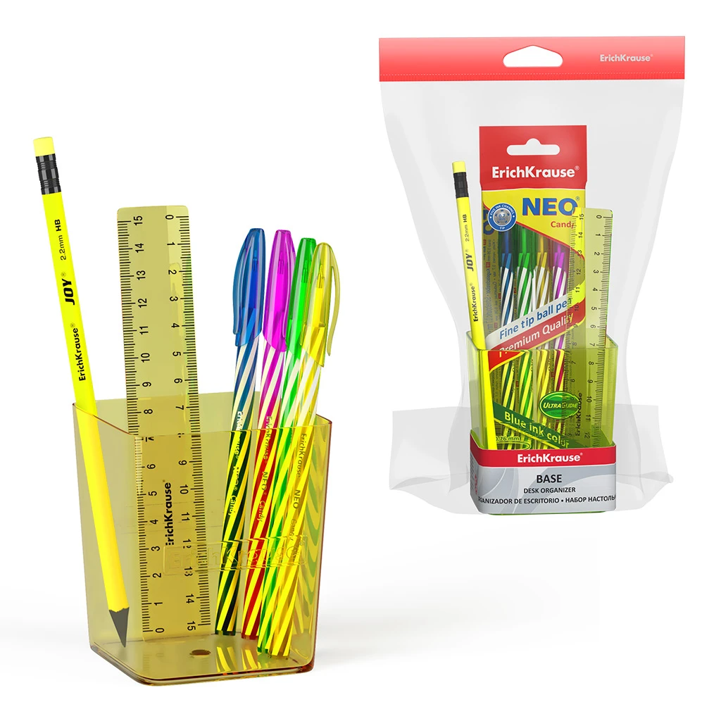 Набор настольный Erich Krause Base, Neon, желтый Набор настольный Erich Krause Base, Neon, желтый