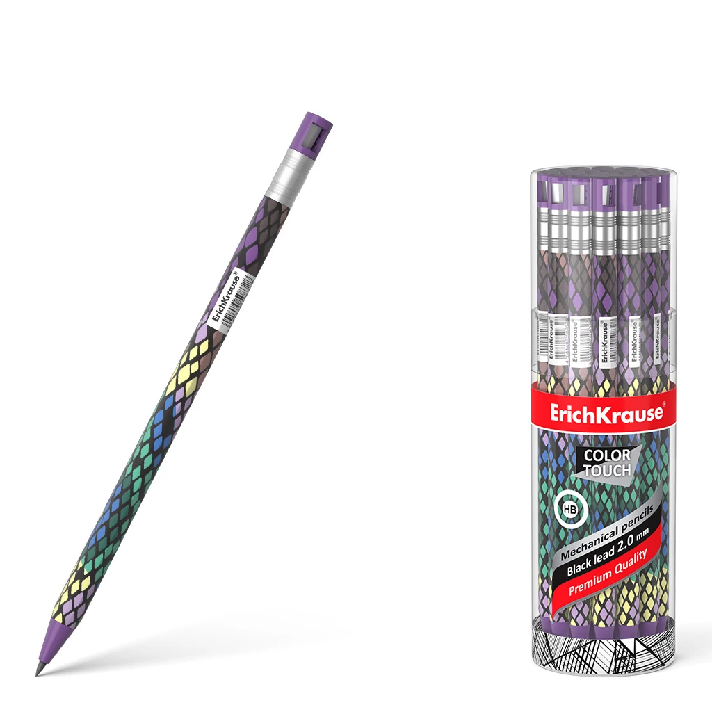 Карандаш механический Erich Krause ColorTouch Purple Python 2.0 мм с точилкой, Карандаш механический Erich Krause ColorTouch Purple Python 2.0 мм с точилкой,