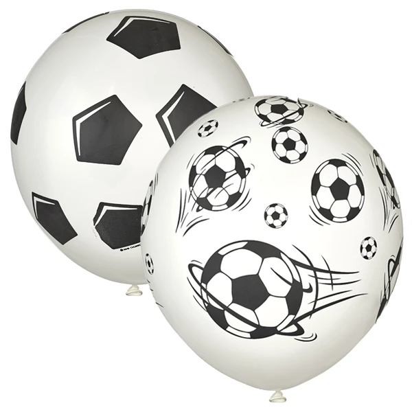 12"/30см Пастель WHITE (шелк) 5 ст. рис Футбол 25шт 12"/30см Пастель WHITE (шелк) 5 ст. рис Футбол 25шт