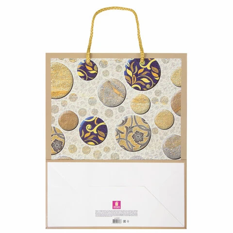 Пакет подарочный 26x12,7x32,4 см, ЗОЛОТАЯ СКАЗКА "Мраморная