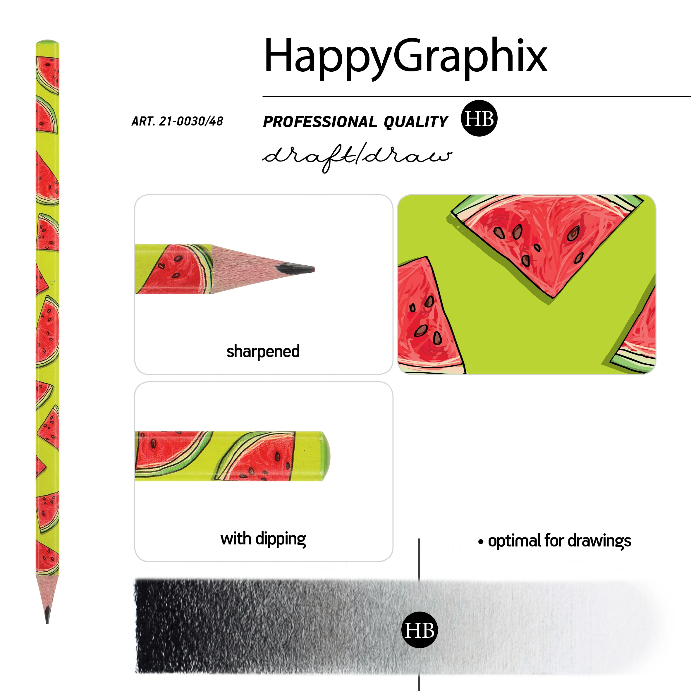 КАРАНДАШ ЧЕРНОГРАФИТОВЫЙ "HappyGraphix. Fresh & fruity. Арбуз" НВ КАРАНДАШ ЧЕРНОГРАФИТОВЫЙ "HappyGraphix. Fresh & fruity. Арбуз" НВ