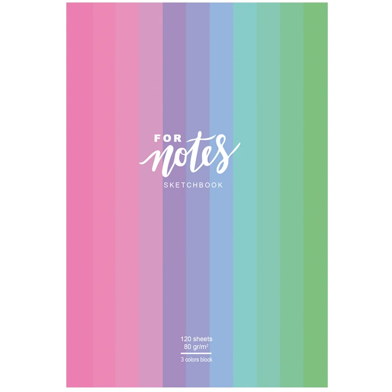 Скетчбук 120л. А5 7БЦ BG "For notes", 80г/м2, трехцветный блок,