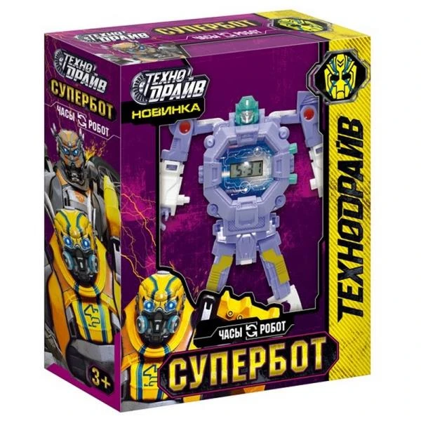 Часы супербот, трансформирующиеся, коробка 14*17*5см. ТЕХНОДРАЙВ