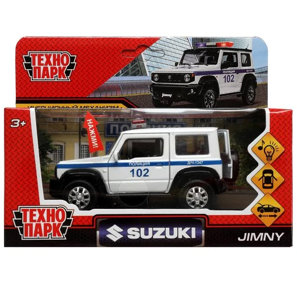 Машина металл свет-звук SUZUKI JIMNY ПОЛИЦИЯ 11,5 см, двери, багажник, инерция,