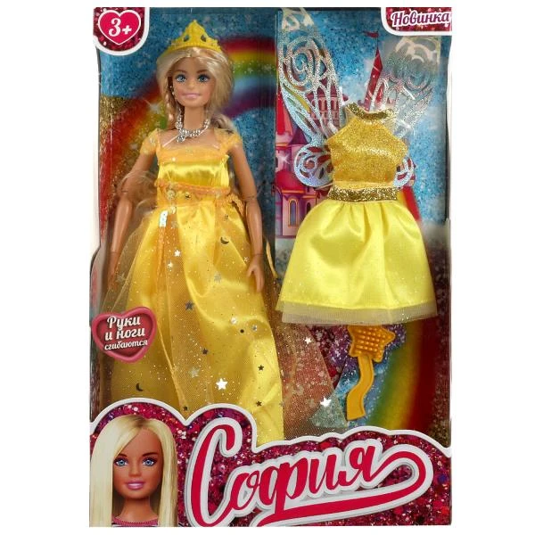 Кукла 29 см София, руки и ноги сгиб, одежда 2-в-1, акс, коробка. КАРАПУЗ