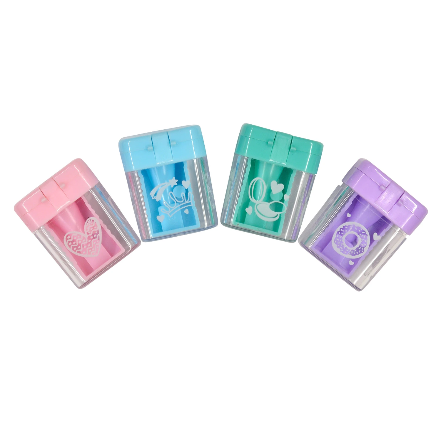 ТОЧИЛКА С КОНТЕЙНЕРОМ "HAPPYSHARP. ДЕВЧАЧЬИ РАДОСТИ", 4 ЦВЕТА