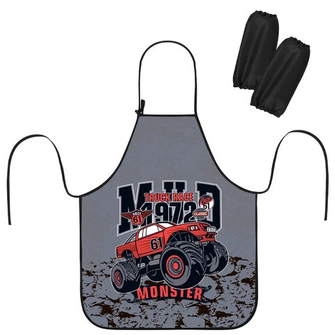 Фартук с нарукавниками ЮНЛАНДИЯ, 45х54 см, "Truck race", 271046 Фартук с нарукавниками ЮНЛАНДИЯ, 45х54 см, "Truck race", 271046