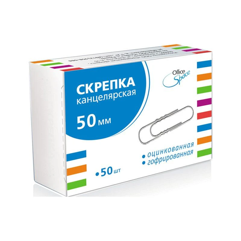 Скрепки оцинкованные гофрированные 50мм, 50шт., карт. упак.: CZ50_2264