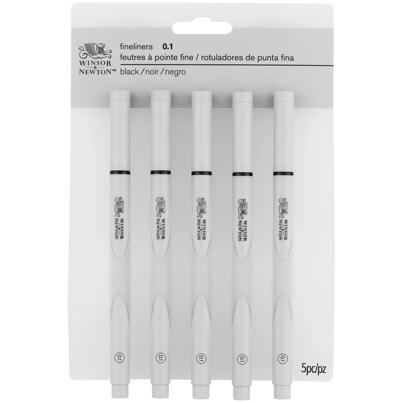Набор линеров Winsor&Newton, черный, 5шт., 0,1мм, пластик