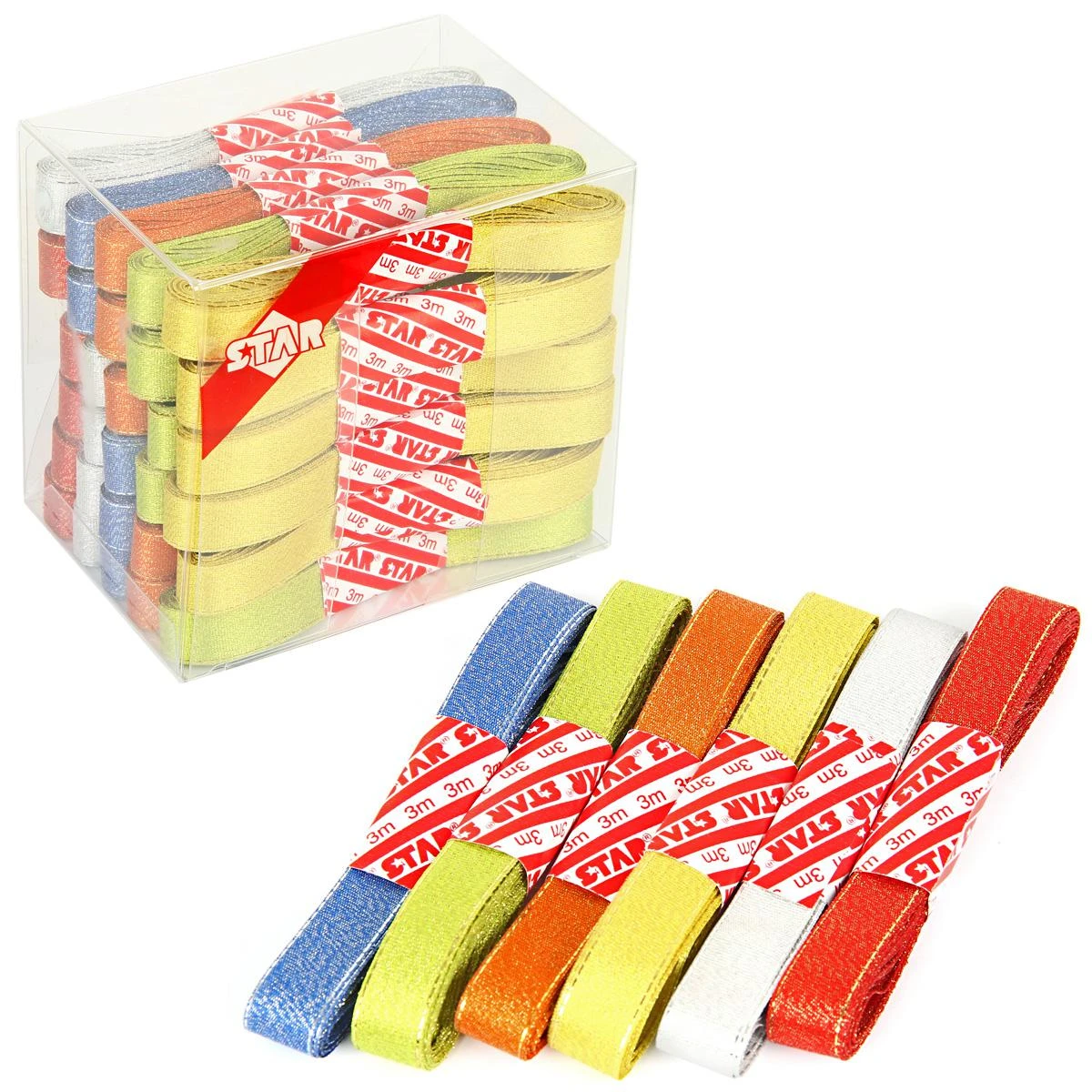 Лента парча метал.в наборе 16мм*3м. (30шт) Цвета в асс. 57923