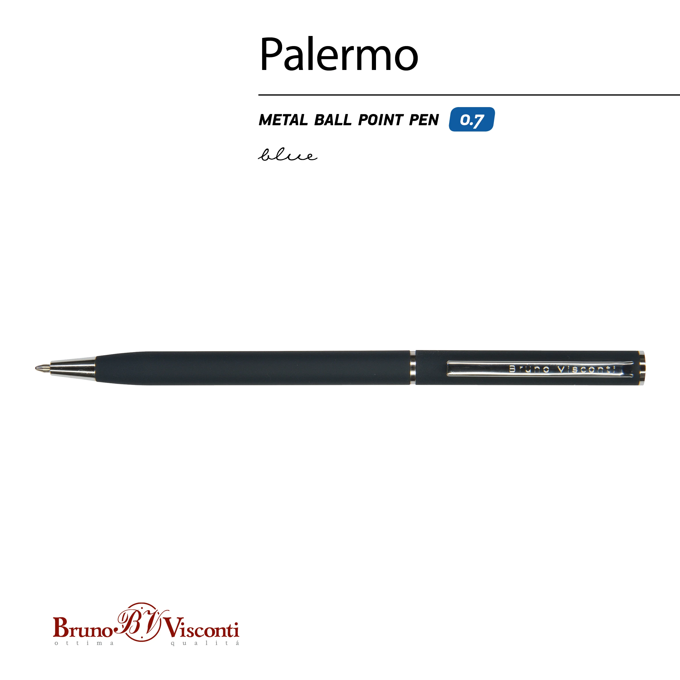 РУЧКА "PALERMO" ШАРИКОВАЯ АВТОМАТИЧЕСКАЯ, СИНЕ-ЧЕРНЫЙ МЕТАЛЛИЧЕСКИЙ