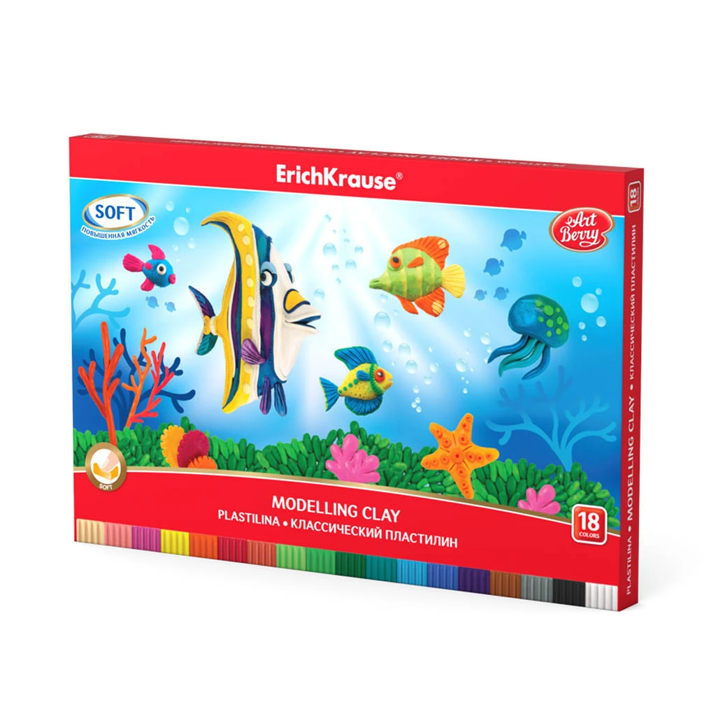 Классический пластилин ArtBerry® 18 цветов со стеком, 324г.