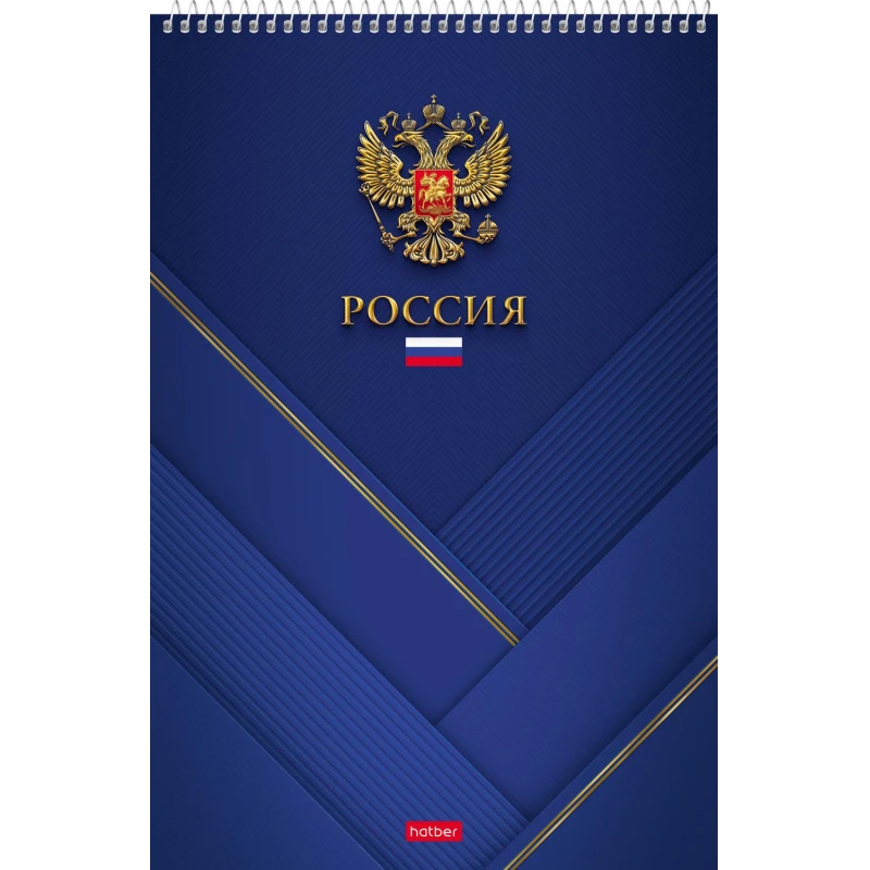 Блокнот 80л А4 клетка, жесткая подложка на спирали, Россия, 076931