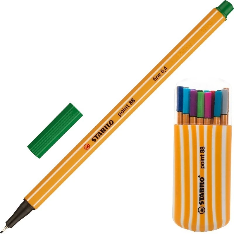 Линер STABILO Point 8820-02 0,4мм набор 20шт/пенал Германия штр.  4006381340984